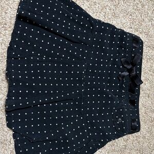 Girls' Black Polka Dot Skirt with Ribbon Waist